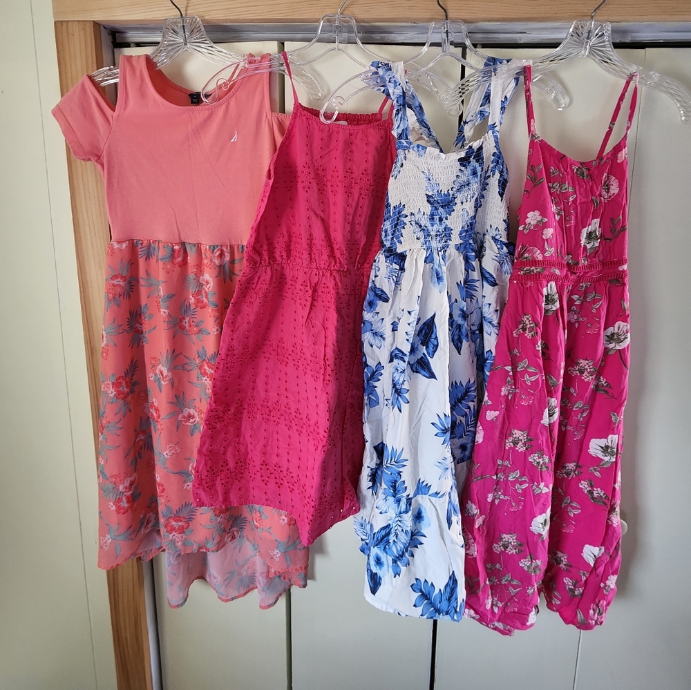Blue and White Floral Smocked Dress